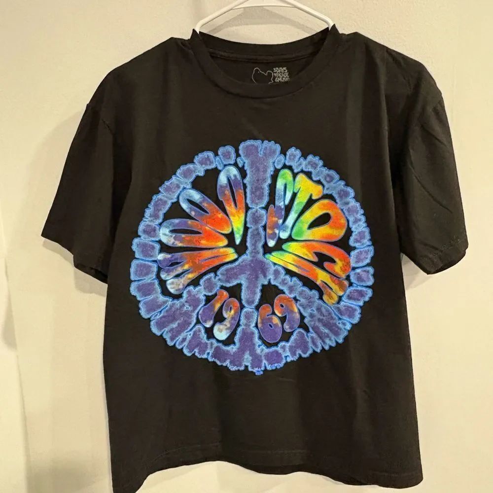Woodstock 1969 Colorful Tie-Dye Short Sleeve Concert Tee